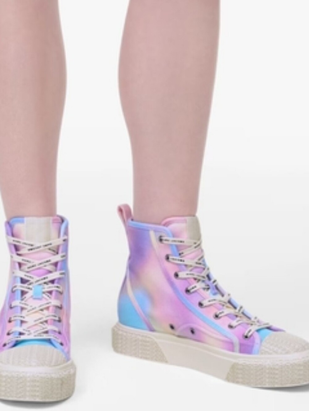 Marc Jacobs Airbrush Canvas Multicolor Hi Top Sneaker Pink White Blue Yellow NEW